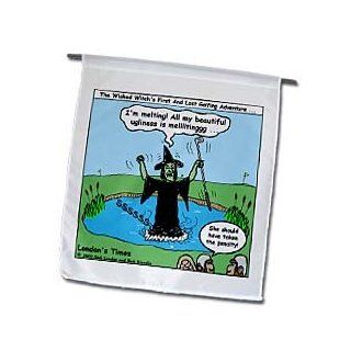 fl_3024_1 Rich Diesslins Famous People Places Books Cartoons   Wicked Witch and Golf   Flags   12 x 18 inch Garden Flag  Outdoor Flags  Patio, Lawn & Garden