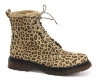 Odeon Leopard Print 8 Eyelet Womens Ankle Boots, Size 6 Shoes