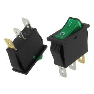 10pcs Green Neon Light ON/OFF I/O SPST Rocker Switch 3 Pin 16A/250V 20A/125V AC   Wall Light Switches  