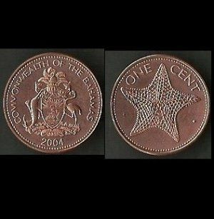Red Uncirculated 2004 Bahamas Cent    Starfish Penny 