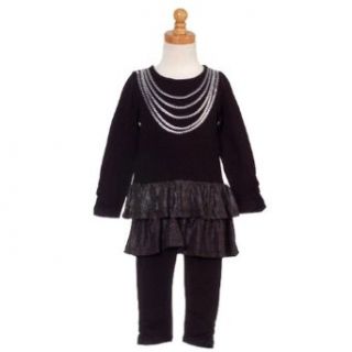 Black Sparkle Ruffle Top Leggings Outfit Baby Girls 12M  Pants Clothing Sets  Baby