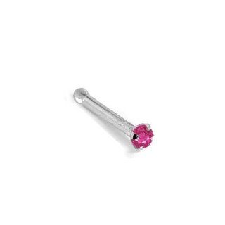 1.5mm Pink Tourmaline (October)   14KT White Gold Nose Bone FreshTrends Jewelry