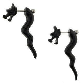 Black Acrylic Fake Tapers in Dragon Design   4G   16G Ear Wire; 1.57x1''   Sold as a Pair Jewelry