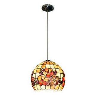 80w Artistic Tiffany Pendant Light with Colorful Nature Shell Material Integrated Shade Down Vintageworld   Close To Ceiling Light Fixtures  