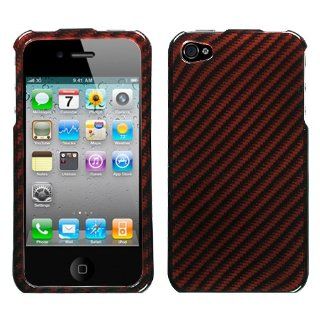 Hard Plastic Snap on Cover Fits Apple iPhone 4 4S 2D Silver Racing Fiber Red Plus A Free LCD Screen Protector AT&T, Verizon (does NOT fit Apple iPhone or iPhone 3G/3GS or iPhone 5/5S/5C) Cell Phones & Accessories