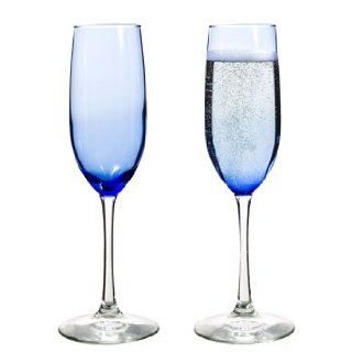 2 Engraved Wedding Blue Glass Champagne Flutes Personalized Toasting Glasses Kitchen & Dining