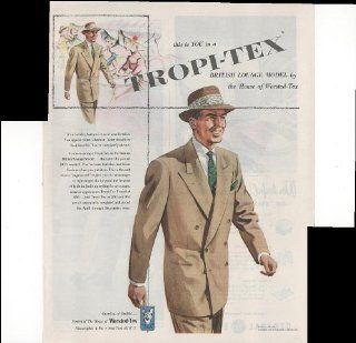 Tropi Tex British Lounge Model Worsted Tex Suit Cool Comfortable Men's Clothing 1951 Vintage Original Antique Advertisement  Prints  