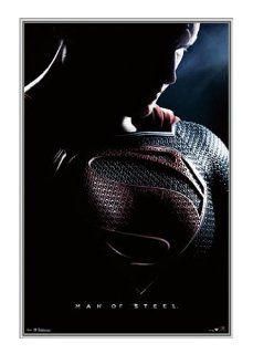 Superman Man of Steel Framed Poster   Quality Silver Metal Frame 22 x 34 Toys & Games