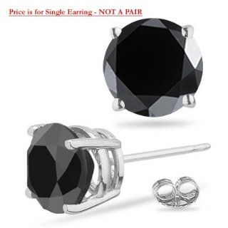 1/9 (0.10 0.13) Cts Round AAA Black Diamond Mens Stud Earring in Platinum Jewelry