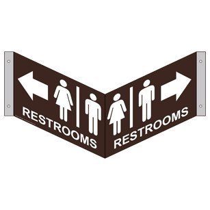 Restrooms With Symbol Right Sign RRE 6982Tri WHTonDKBN Restrooms  Business And Store Signs 