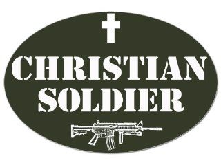 Oval Christian Soldier (Cross and AR15) Sticker 