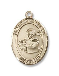 14kt Gold St. Thomas Aquinas Medal, Patron Saint of (patronage) academics, against storms, against lightning, apologists, book sellers, Catholic academies, Catholic schools, Catholic universities, chastity, colleges, learning, lightning, pencil makers, phi