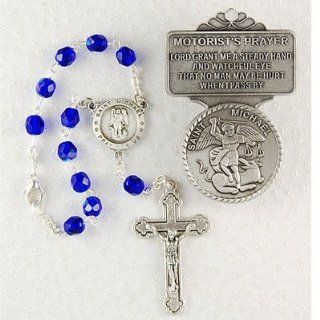 St. Michael Auto Rosary & Visor Clip Set Car Vehicle in Box. St. Michael the Archangel Is Known for Protection As Well As the Patron of Against Danger At Sea, Against Temptations, Ambulance Drivers, Artists, Bakers, Bankers, Banking, Barrel Makers, Bat