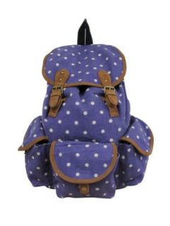 Carrot Ab 24029 Polkadot Print Canvas Flap Backpack (Purple) Clothing