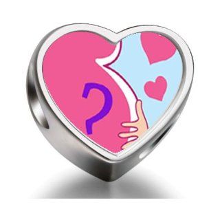 Pregnant A Boy Or Girl Heart Photo Charm Beads Jewelry