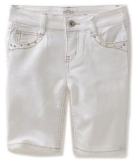 Almost Famous Girls 7 16 Denim Fashion Bermuda Short With Stones, White, 7 Clothing