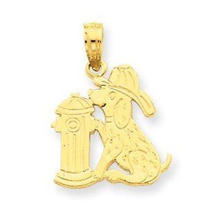 14k Gold Fire Hydrant & Dog Pendant Jewelry