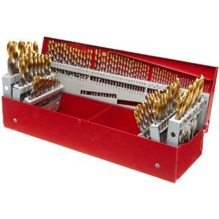 Dormer A097 High Speed Steel Jobber Drill Bit Set, Bright Finish with TiN Coated Tip, Round Shank, 118 Degree Split Point, 115 piece, 1/16" to 1/2" in 1/64" increments + #60 to #1 + A to Z