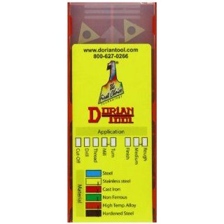 Dorian Tool TDEX Multilayer Coated Carbide Dovetail Triangle Milling Indexable Insert, 0.0156" Nose Radius, General Purpose Chip Breaker for Non Ferrous Metals, 1/4" Insert, 5/64" Thick (Pack of 10)