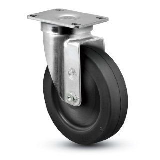 Jarvis 30 Series 2 1/2" Diameter Cushion Rubber Wheel Swivel Plate Caster with Delrin Bearing, 3 5/8" Length X 2 3/8" Width Plate, 140 lbs Capacity
