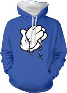 Cartoon Hands Holding Rosary Beads Two Tone Hooded Sweatshirt Clothing