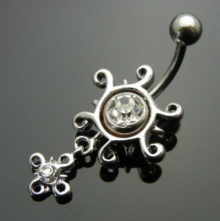 SALE OUT Limited STOCK 2014 model Sun Rhinestone 316L Steel Navel Belly Ring Body Piercing   BR2030 Health & Personal Care