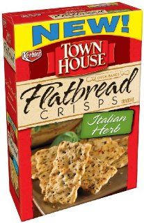 Town House Flatbread Crisps Crackers, Italian Herb, 9.5 Ounce Boxes (Pack of 4)  Grocery & Gourmet Food