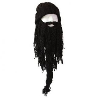 Beard Cap   Wear Your Very Own Beard & Mustache   Perfect for Duck Dynasty Fans, Skiers, Snowboarders, Sports Fans and People Who Enjoy All Types Of Outdoor Activities (One size fits (almost) all, Black Barbarian Roadie) Costume Headwear And Hats 