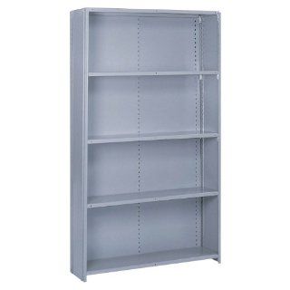 Lyon DD8460H Commercial Stand Alone Closed Offset Angle Shelving with 5 Heavy Duty Shelves, 48" Width x 12" Depth x 84" Height, Dove Gray