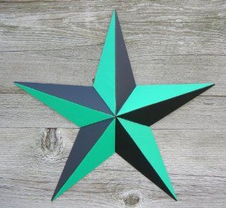 53 Inch Heavy Duty Metal Barn Star Painted Nautical Green & Black. This Tin Barn Star Measures Approximately 53" From Point to Point (Left to Right). The Barnstar Is Hand Crafted Out of 22 Gauge Galvanized Steel By the Old Order Amish From Central