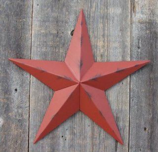 53 Inch Heavy Duty Metal Barn Star Painted Rustic Barn Red. The Rustic Paint Coverage Starts with a Black or Contrasting Base Coat and Then the Star Color Is Hand Painted on Top of the Base Coat with a Feathering Look Which Gives the Star a Distressed Appe