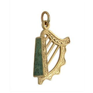 14k Connemara Marble Irish Lap Harp Charm Pendant ONLY Jewelry