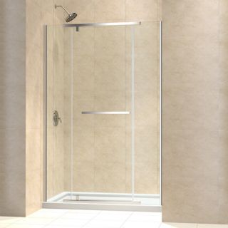 Dreamline DL6448C04CL Frameless Shower Door, 34 by 60 VitreoX Pivot amp; SlimLine Single Threshold Base Center Drain