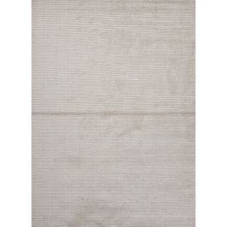 Hand loomed Solid White/ Ivory Wool/ Silk Rug (2 X 3)