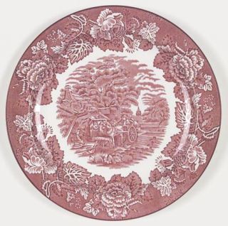 Enoch Wood & Sons English Scenery Pink (Older,Smooth) Dinner Plate, Fine China D