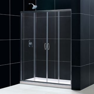 Dreamline DL6963C04CL Frameless Shower Door, 36 by 60 Visions Sliding amp; SlimLine Single Threshold Base Center Drain