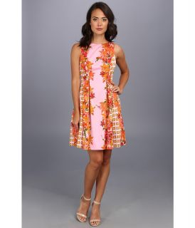 Donna Morgan Printed Fit n Flare With Waist Tucks Womens Dress (Pink)