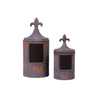 Urban Trends Collection Metal Container With Lid (set Of 2)