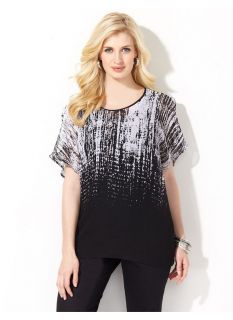 Catherines Plus Size Sheer Dripping Blouse   Womens Size 1X, Black