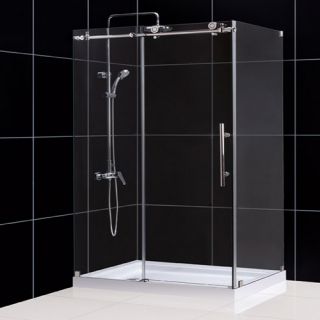 Dreamline SHEN613448007 Shower Enclosure, 34 1/2 by 48 3/8 EnigmaX Fully Frameless Sliding, Clear 3/8 Glass Brushed Stainless Steel