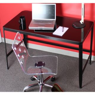 LumiSource Pia Table / Writing Desk with Black Glass TB CF PIA BK+BK Glass B