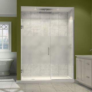 Dreamline Unidoor Plus 72 In. H X 47   48 In. W Frameless Hinged Shower Door, Half Frosted Glass