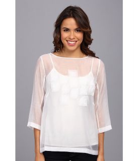 NIC+ZOE Crystal Petals Top Womens Blouse (White)