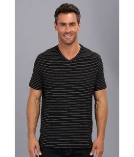 Perry Ellis S/S Cotton Stripe V Neck T Shirt Mens T Shirt (Black)