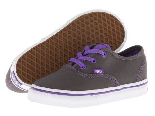 Vans Kids Authentic Pewter/Electric Purple) Girls Shoes (Gray)