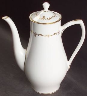 Royal Worcester Gold Chantilly Coffee Pot & Lid, Fine China Dinnerware   Gold Sc