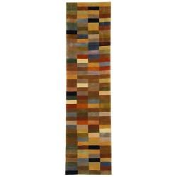 Handmade Rodeo Drive Patchwork Multicolor N.Z. Wool Runner (26 X 14)