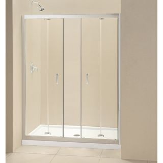 Dreamline DL6212C01CL Frameless Shower Door, 36 by 60 Butterfly BiFold amp; SlimLine Single Threshold Base Center Drain