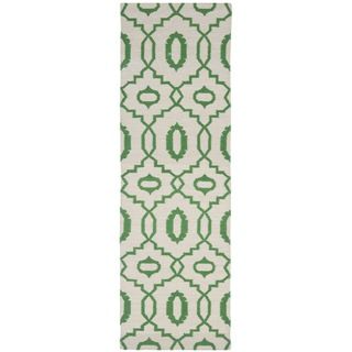 Safavieh Hand woven Dhurries Ivory/ Green Wool Rug (26 X 6)