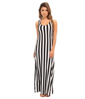 Ninety Vertical Stripe Racerback Womens Dress (Black)